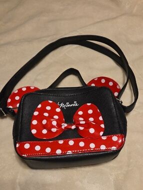 Disney Black Crossbody Bag with Red Polka Dot Minnie Bow